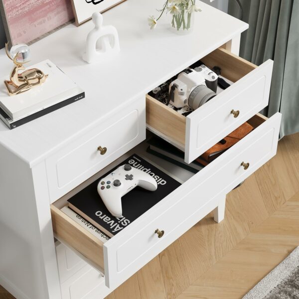 FOREHILL Bedroom Chest of Drawers White Sideboard 5 Drawers Storage Cabinet Cupboard Unit Bedroom Furniture 40x80x80cm