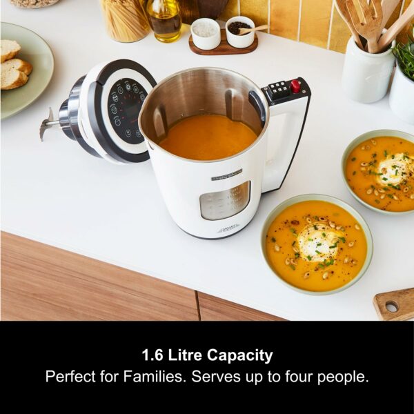 Morphy Richards 1.6L Total Control Soup Maker, Smart Response Technology, Portion Control, 9 Settings, Keep Warm Function, Cool Touch, Touchscreen Display, Stainless Steel Pan, White, 501020