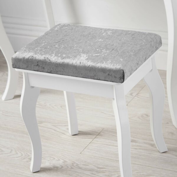 Carme White Dressing Table with Mirror Touch LED Lights 3 Drawers Bluetooth Speaker Stool Set
