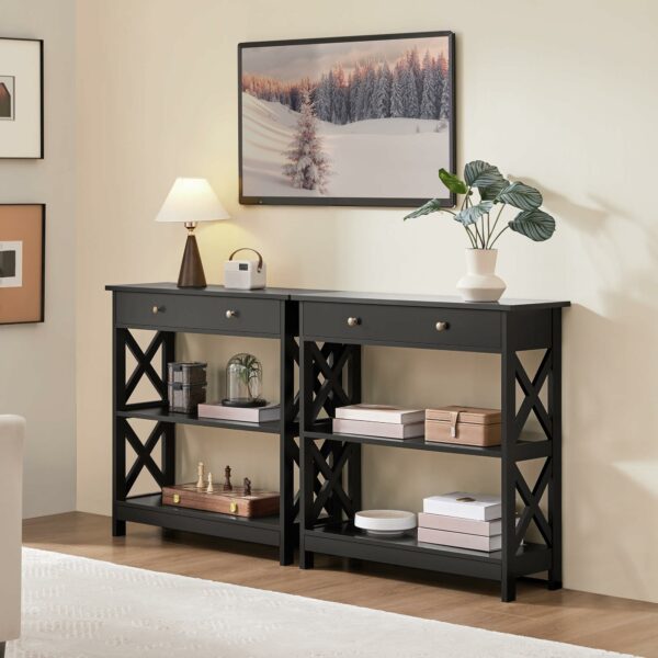 Yaheetech Console Table for Hallway, Slim Entryway Table with Drawer  Shelves, Wood Sofa Table for Small Space