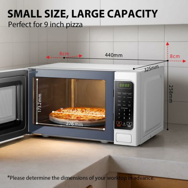 TOSHIBA 20 Liter 800W Digital Solo Small Microwave With 11 Power Levels, One-touch Express Cook with 6 Preset Recipe, Defrost, Digital Display, Perfect for 9'' pizza, Easy Clean, White- MM-EM20P(WH)