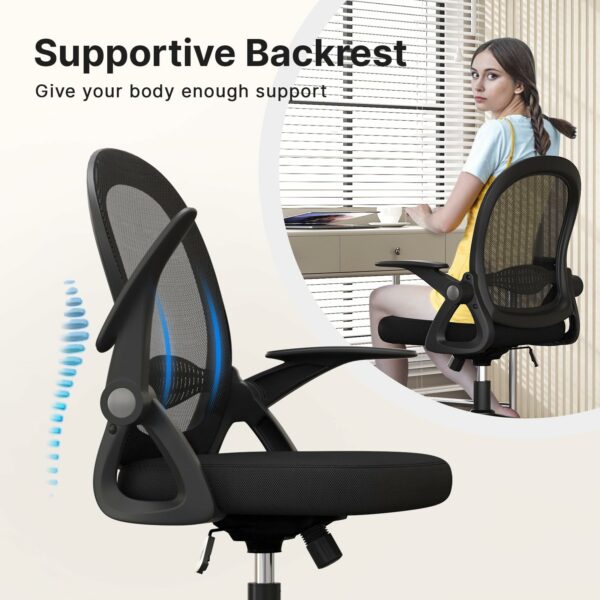 Home Office Chair Ergonomic Desk Chair Swivel Computer Chair Mid-Back Mesh Chair with Flip-up Armrests