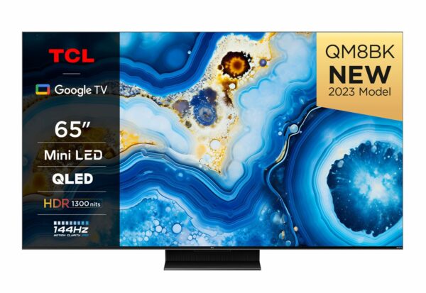 Tcl 65QM8B 65-inch QLED Mini LED TV, 4K HDR Premium 1300nits, Smart TV Powered by Google TV