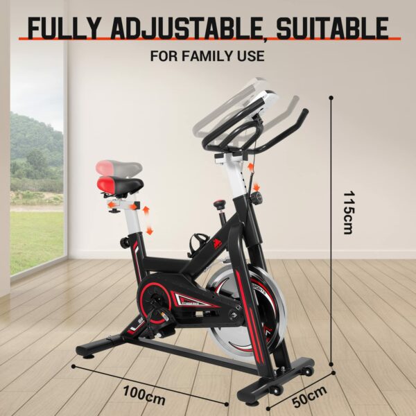 Exercise Bike, EVOLAND Indoor Cycling Bike, Stationary Bicycle Exercise Bikes with LCD Monitor| Adjustable Seat| Kettle Holder, Fitness Cycling Exercise Equipment For Home Use, Max Load 260LBs