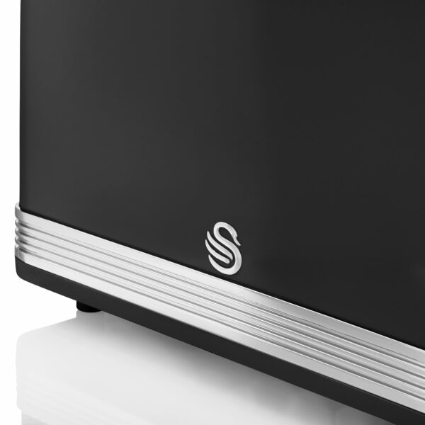 Swan ST19010BN Retro 2-Slice Toaster with Defost/Reheat/Cancle Functions, Cord Storage, 815W, Retro Black
