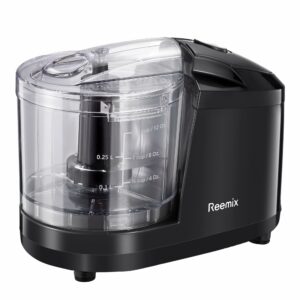 Mini Chopper, 0.75 Litre(1.5-Cup) Dishwasher Safe Bowl, Dices & Purees Fruit & Vegetables Electric Mini Chopper, Removable bowl, lid & blade, Simple one-button operation, 100W (Black)