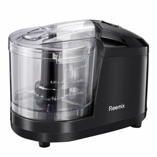 Mini Chopper, 0.75 Litre(1.5-Cup) Dishwasher Safe Bowl, Dices & Purees Fruit & Vegetables Electric Mini Chopper, Removable bowl, lid & blade, Simple one-button operation, 100W (Black)