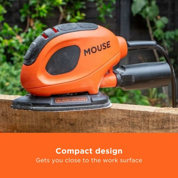 BLACK+DECKER Mouse 55W Detail Sander with 6 Sanding Sheets, BEW230-GB