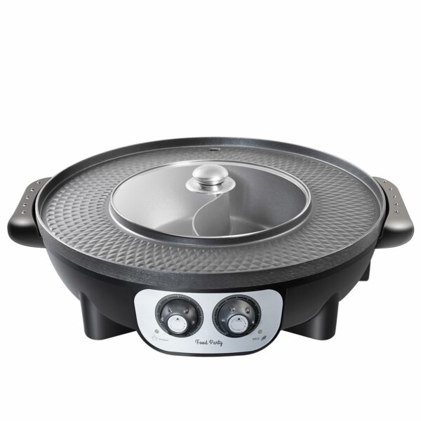Food Party Hot Pot Electric with BBQ Grill Hotpot Chinese Pot Cooker 220V 2200W Korean Barbecue Thai ShabuShabu 2 in 1 Set