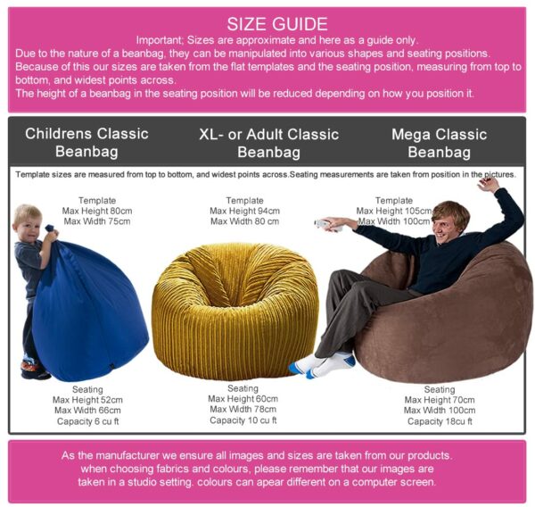 Beautiful Beanbags - Jumbo Cord Beanbag Chair, Plush Jumbo Cord Lounger, Great as Recliner (Grey)