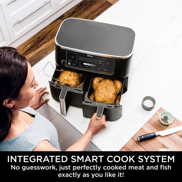 Ninja Foodi MAX Dual Zone Digital Air Fryer, Smart Cook System, 2 Drawers, 9.5L, 6-in-1, Digital Probe, Air Fry