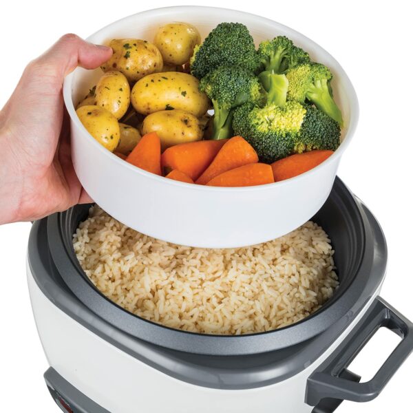 Russell Hobbs Electric Rice Cooker - 2kg (12 Portion - 145g per serving) Removable non stick bowl, Dishwasher-safe bowl & lid, Steamer basket, measuring cup & spoon inc, Energy Saving, 500W, 27040