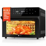 LLIVEKIT 30L Air Fryer Oven XXL with Rotisserie, Mini Oven with 20 Programs and 9 Accessories, Air Fryer Oven with LED Touchscreen, Stainless Steel Liner Oven, Double-layered Glass Door, Recipe Book