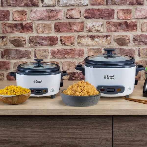 Russell Hobbs Electric Rice Cooker - 2kg (12 Portion - 145g per serving) Removable non stick bowl, Dishwasher-safe bowl & lid, Steamer basket, measuring cup & spoon inc, Energy Saving, 500W, 27040