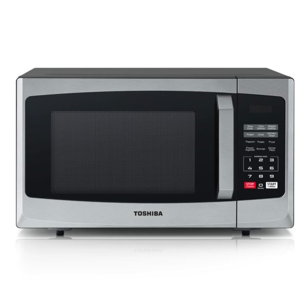 Toshiba 800w 23L Microwave Oven with Digital Display, Auto Defrost, One-Touch Express Cook, 6 Pre-Programmed Auto Cook Settings, and Easy Clean - Stainless Steel Door Handle Microwave - ML-EM23P(SS)