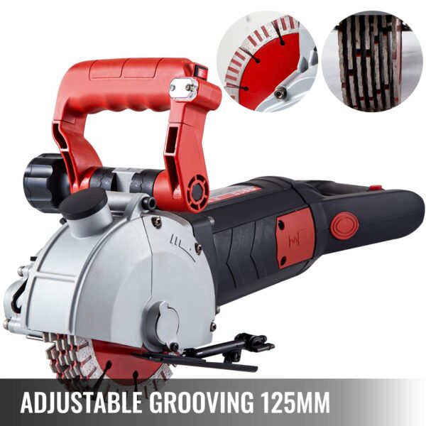 Sagtas Wall Chaser Concrete Cutter Electric Laser Aiming Groove Slotting Machine 125mm Circular Saw Cutting Power Tool Set Tools for Working Household