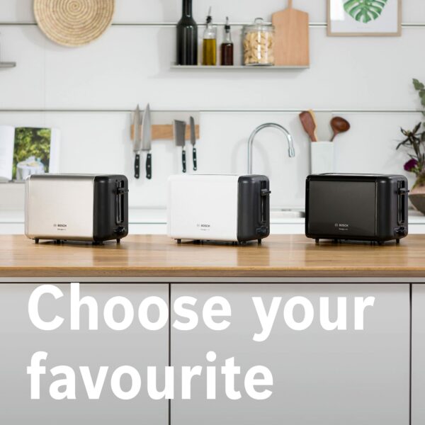 Bosch DesignLine Toaster TAT3P421GB, Stainless Steel, 970 W, White