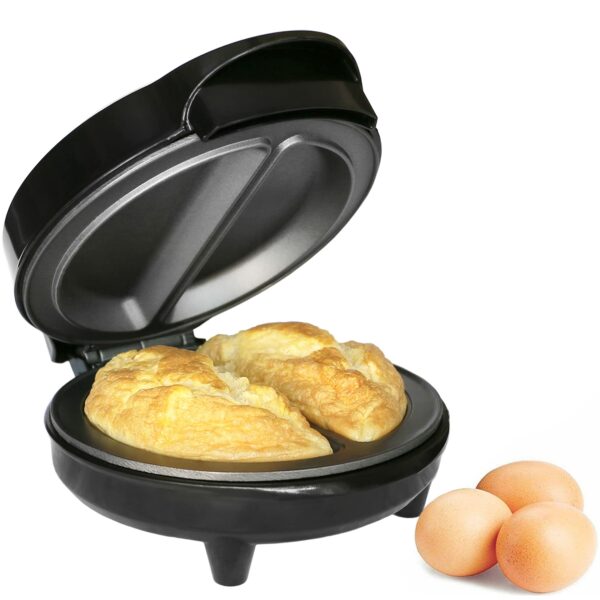Andrew James Omelette Maker, Electric Omelette Maker Non-stick, Omelette Pan Dual Compartment, Omelettes and Eggs, Deep Non-Stick Omelette Pan, Cool Touch, Cord Storage, Power Ready Lights