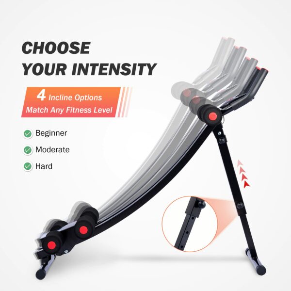 ZELUS Ab Machine for Home Gym, Core Strength Training Equipment for Home Fitness, Ab Crunch Coaster with 4 Intensities and Digital Display, Foldable Core Trainer for Abdominal Workout