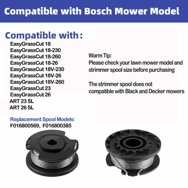 4 Pieces Strimmer Wire Replacement Spool and Line Compatible with Bosch ART 23 SL ART 26 SL, EasyGrassCut 18, 23, 26, 18-230,18-260, Grass Trimmer F016800569 F016800385