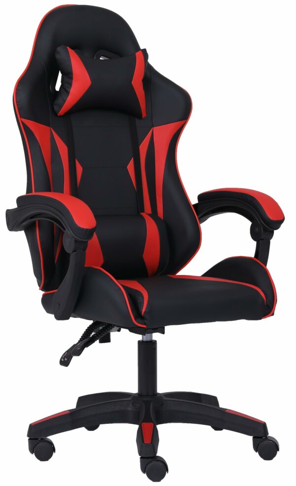 Millhouse Sport Desk Chair, Adjustable Office Gaming Racing Chair with Lumbar and Head Pillow - X3577 - Red