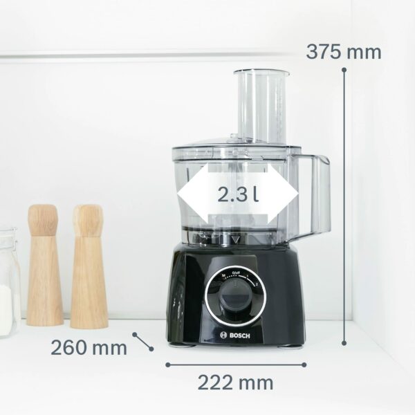 Bosch MultiTalent 3 MCM3201BGB 800W 2.3L Food Processor with 2 speeds, 1 litre blender and/Slicing/Grating/Beating attachments. - Black