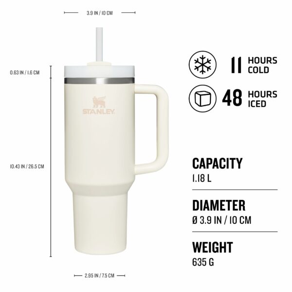 Stanley Quencher H2.0 Flowstate Tumbler 1.2L - Cold For 11 Hours - Iced For 48 Hours - Metal Water Bottle With Straw, Handle And Lid - Dishwasher Safe - Travel Mug For Cold Drinks - Cream Tonal