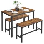 Vasagle Dining Table with 2 Benches, 3 Piece Set, Kitchen Table