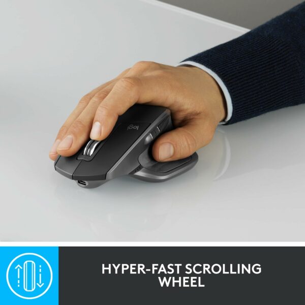 Logitech MX Master 2S Bluetooth Edition Wireless Mouse, Multi-Surface, Hyper-Fast Scrolling, Ergonomic, Rechargeable, Connects Up to 3 Mac/PC Computers - Graphite