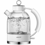 ASCOT Electric Kettle, Glass Electric Tea Kettle, Gift for Man/Women/Family, 1.5L Glass Tea Heater & Hot Water Boiler, BPA-Free, Auto Shut-Off and Boil-Dry Protection (White),(K1)