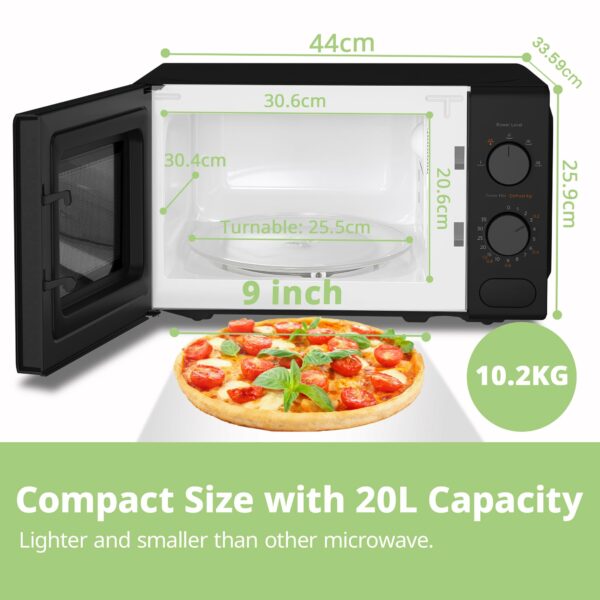 COMFEE' Black Compact Microwave Oven 700W with Manual Control - 20L Countertop Microwave for Small Kitchens, 5 Power Levels & Quick Defrost, CM-M202CC(BK)