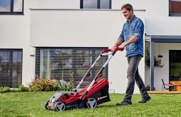 Einhell GE-CM 36/34-1 Li-Solo Power X-Change Battery-Powered Lawnmower (36 V, Li-Ion, 33.5 cm Cutting Width, 5 Level Center Cutting Height Adjustment, No Battery or Charger)