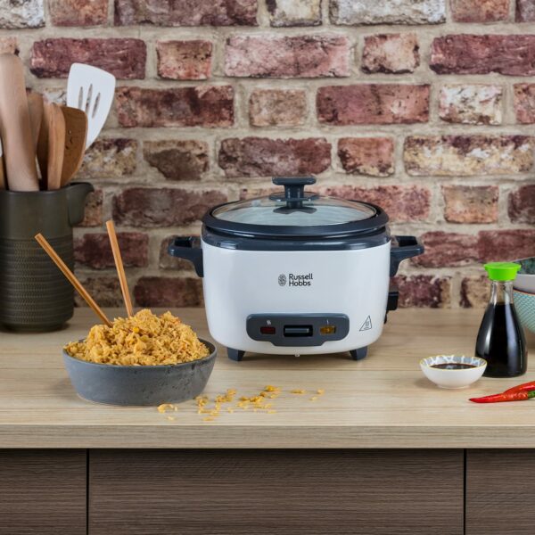 Russell Hobbs Electric Rice Cooker - 2kg (12 Portion - 145g per serving) Removable non stick bowl, Dishwasher-safe bowl & lid, Steamer basket, measuring cup & spoon inc, Energy Saving, 500W, 27040