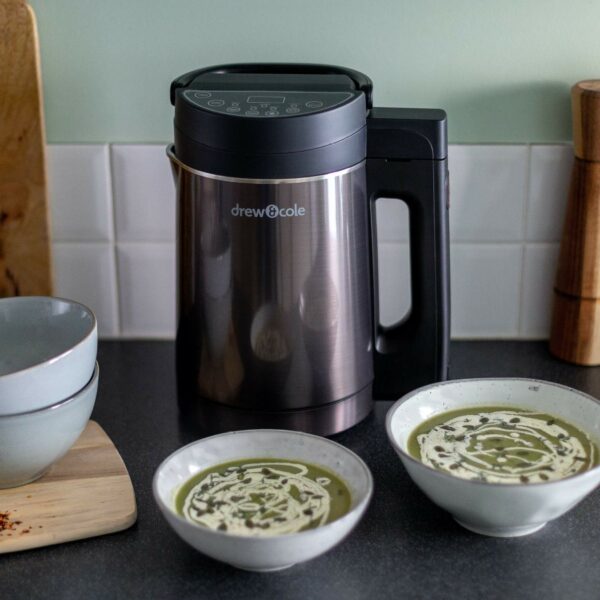 Drew&Cole Soup Chef Pro 1.6L 1000W- Stainless Steel Soup Maker with 8 Functions - Delay Timer Setting - Digital LED Display - 5 Large Servings - Self-Cleaning - Cooks, Steams, Blends & Sautes