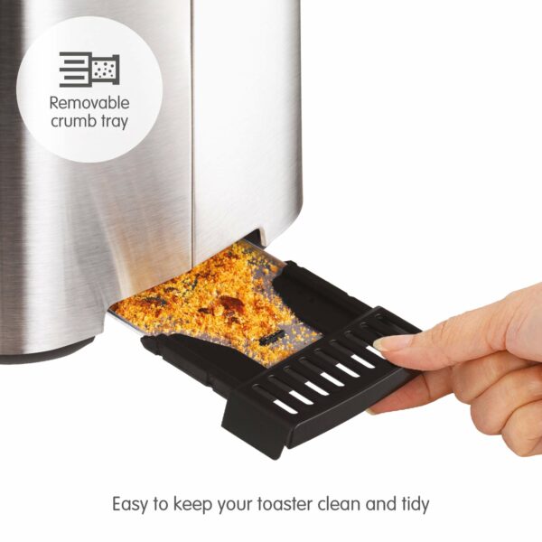 Morphy Richards Equip 2 Slice Toaster,?Defrost and Reheat, 7 Variable Browning Controls, Variable Wide Slots, Removeable Crumb Tray, Stainless Steel, Silver,222067