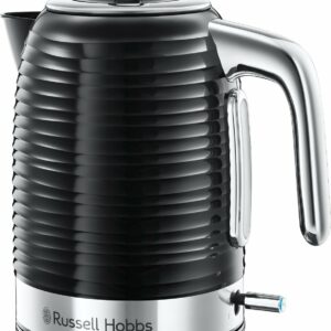 Russell Hobbs Inspire Electric 1.7L Cordless Kettle (Fast Boil 3KW, Black premium textured plastic, high gloss finish, Removable washable anti-scale filter, Pull off lid, Perfect pour spout) 24361