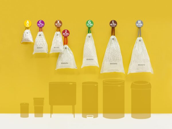 Brabantia PerfectFit Bin Liners (Size C/10-12 Litre) Thick Plastic Trash Bags with Tie Tape Drawstring Handles (40 Bags)