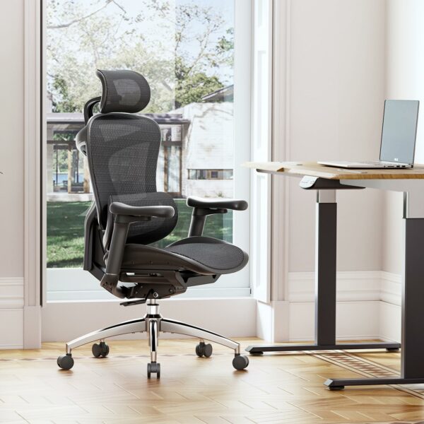 Sihoo Doro C300 Ergonomic Office Chair with Ultra Soft 3D Armrests, Dynamic Lumbar Support for Home Office, Adjustable Backrest Desk Chair (Black)