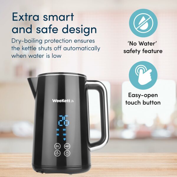 Smart Kettle by WeeKett - voice control with Amazon Alexa, Google & Siri, Temperature Control, Keep Warm, LED Touch Display, Stainless Steel Insulated, Cool Touch, BPA Free, Black, 3000W, 1.7L