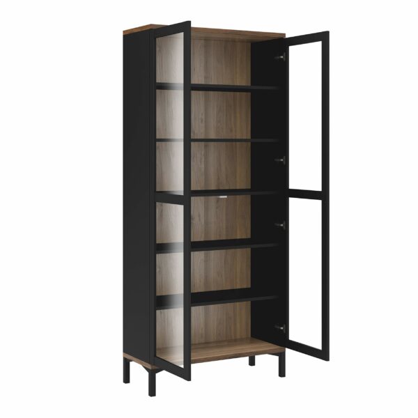 Furniture To Go | Roomers Display Cabinet Glazed 2 Doors in Black and Walnut