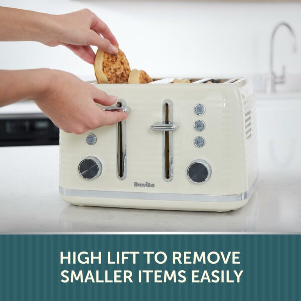 Breville Zen 4 Slice Toaster with High Lift & Wide Slots | Cream & Silver Chrome [VTR028]