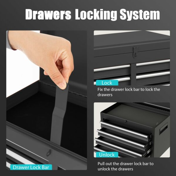 Costway Large Rolling Tool Cabinet, 2-in-1 Detachable Metal Tool Chest with Drawers