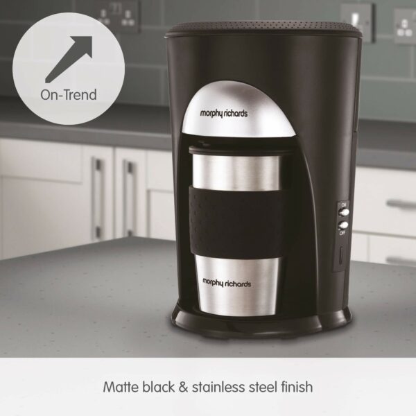 Morphy Richards Coffee On The Go Filter Coffee Machine 162740 Black and Brushed Stainless Steel