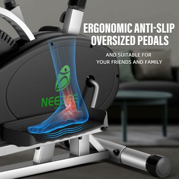 Elliptical Cross Trainer, Neezee 2 in 1 Cross Trainer Exercise Bike with Pulse Sensor, LCD Monitor and Adjustable Seat