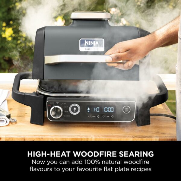 Ninja Woodfire Flat Plate, Compatible with Ninja Woodfire Electric BBQ Grill (OG700 Series), Ceramic Coating, Non-Stick, Insert, Official Accessory, Black, XSKGRIDPLTEUK