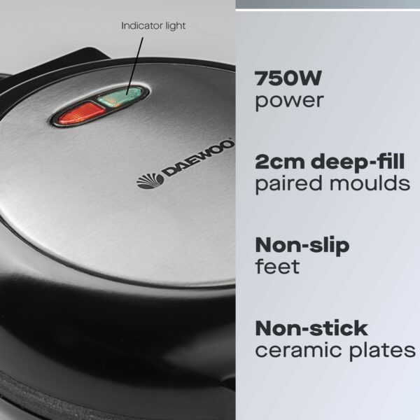 Daewoo Deep Fill Omelette Maker, Dual Non-Stick Plates, Electric 750W Omelette Cooker, Fast, Fluffy Homemade Omelettes – Compact & Easy Clean Breakfast Appliance