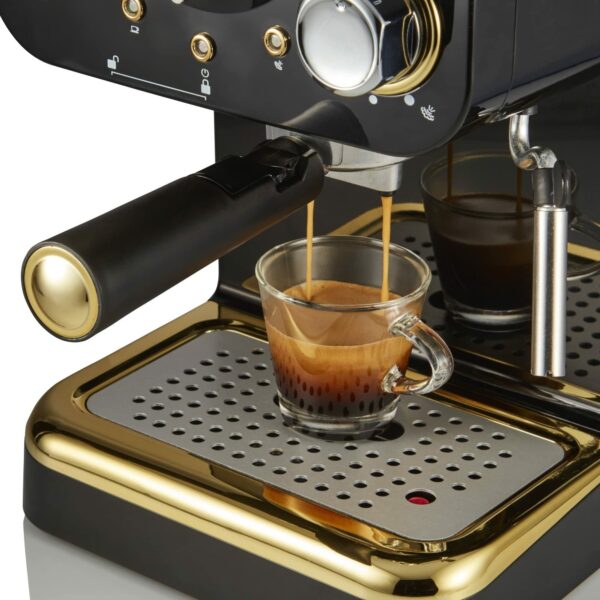 Swan Espresso Coffee Machine Gatsby Pump SK22112BLKN, Black, With 1.2 Litre Water Tank, Steam Wand