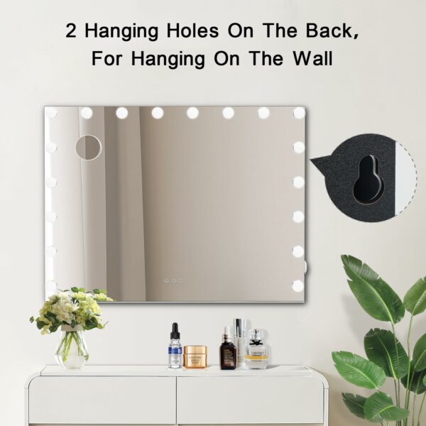 YOURLITE Hollywood Vanity Mirror with Lights, 80×62cm Lighted Makeup Mirror with 18 Dimmable Led Bulbs, 3 Lighting Modes, Touch Screen Control, Tabletop and Wall Mounted for Bedroom