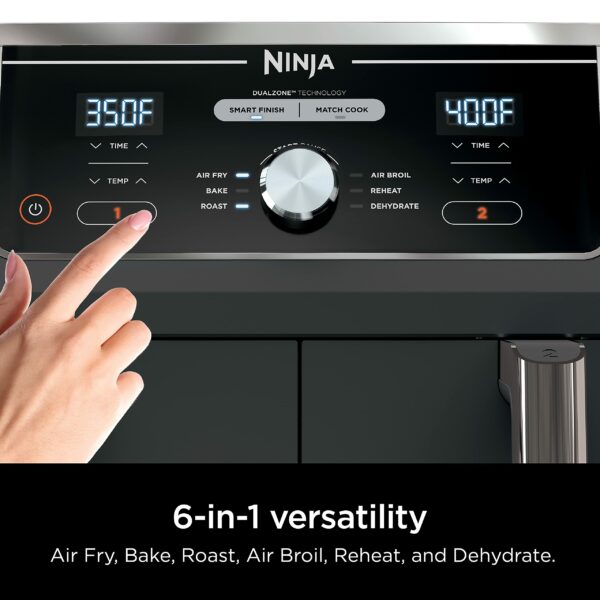 Ninja DZ401 Foodi 10 Quart 6-in-1 DualZone XL 2-Basket Air Fryer with 2 Independent Frying Baskets