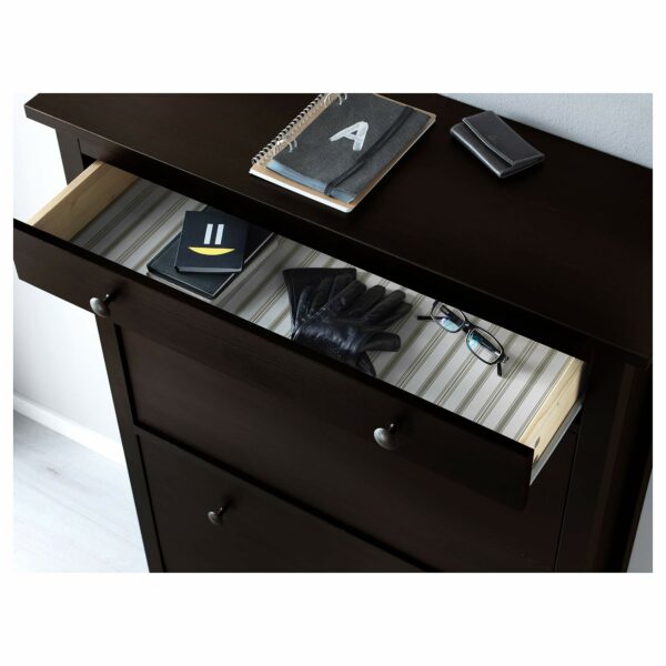 HEMNES shoe cabinet with 2 compartments 89x30x127 cm black-brown